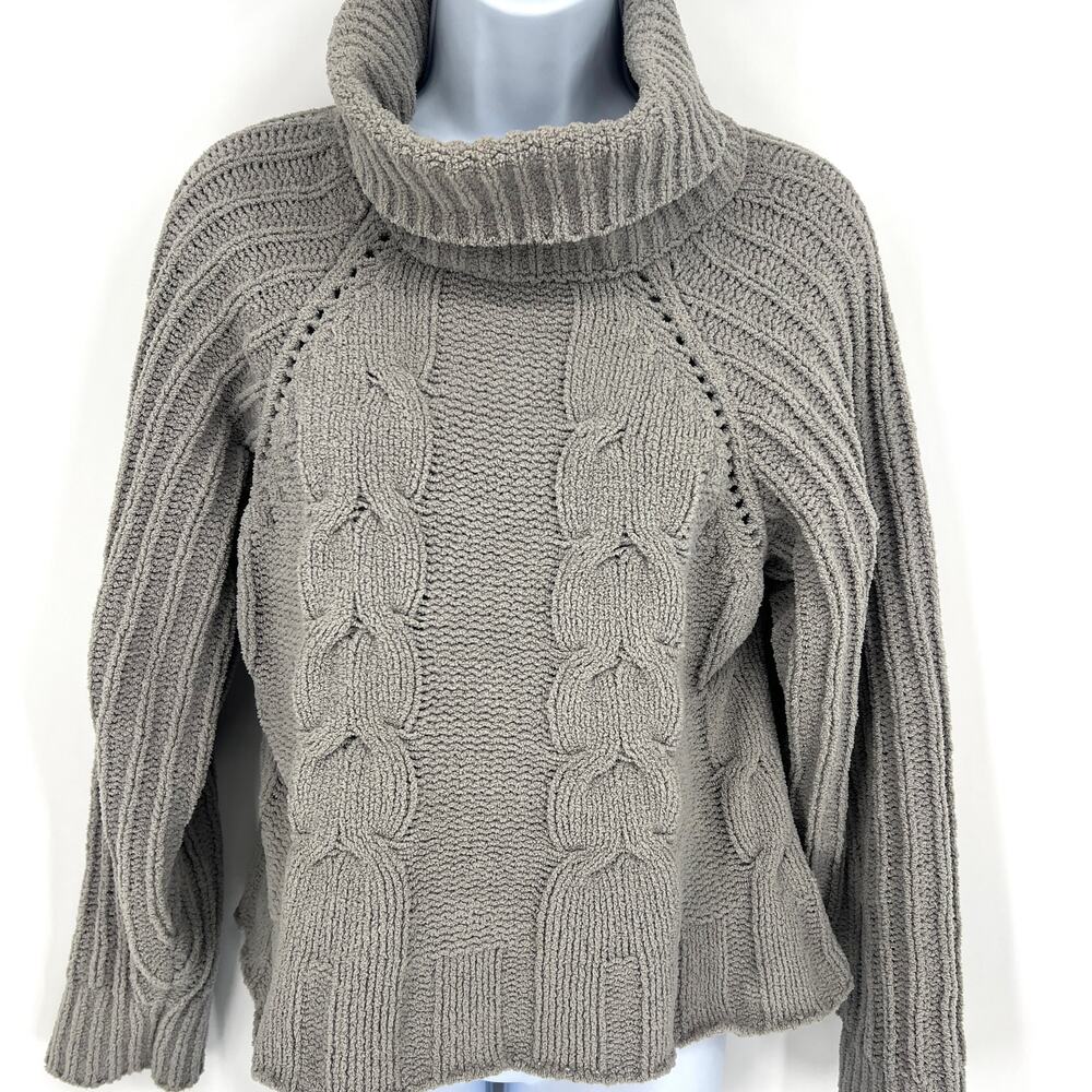 Harper Heritage Gray Plush Cropped Turtleneck Sweater Size S